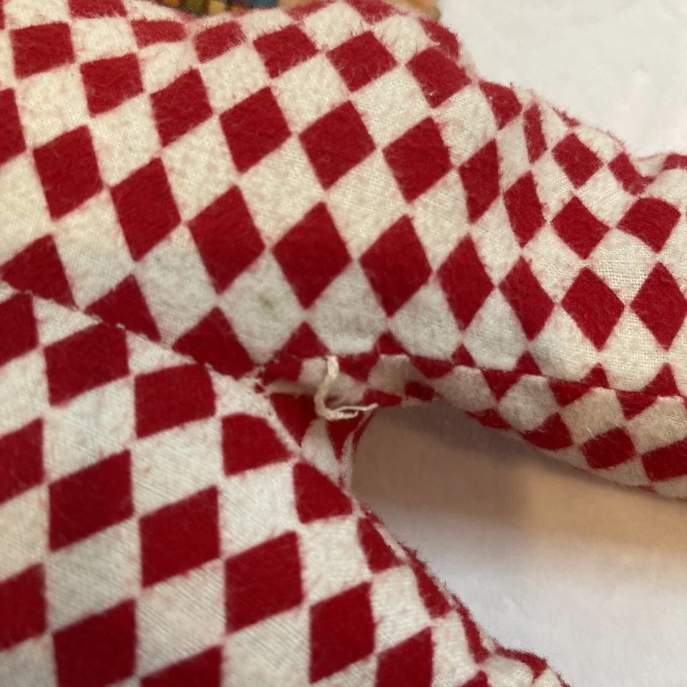 Vintage Large Plush‎ Doll Boy Red Hair Plaid Shirt Red & White Check Pants Rare